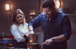 La Cena Perfetta film still - chef and restaurant owner cooking 