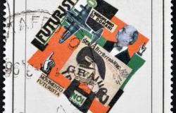 Postage stamp commemorating F.T. Marinetti and the Futurist movement