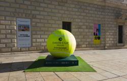 Tennis-themed installation in Malaga, Spain