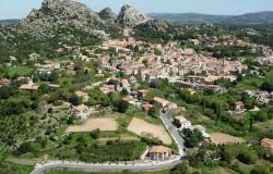 Panoramic view of the village of Aggius in Sardinia Italy