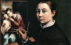 "Self-portrait at the Easel Painting a Devotional Panel by Sofonisba Anguissola" by Sofonisba Anguissola 