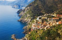 Aerial view of Via dell'Amore in Italy's Cinque Terre