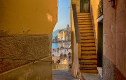 Picturesque street view in Camogli, Liguria