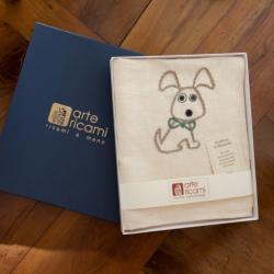 Tea towel gift box _ Handmade dish cloth _ Mum gift _ Kitchen linens _ Kitchen decor _ Handembroidered dog