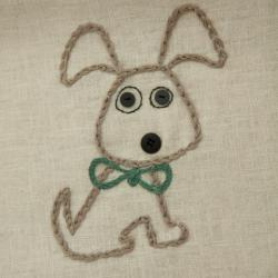 Hand embroidered hemp_ Organic tea towel _ Organic hemp _ Hand made in Italy _Dishclotth with dog