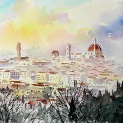The church of San Miniato provides an excellent vantage point to view the Duomo in Florence.