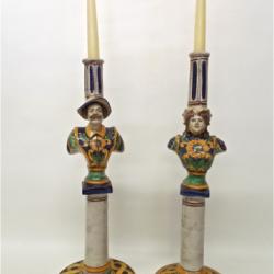 Bonechi Imports Sicilian Alessi Ceramiche Gendarme e Signora Candlestick, Set of 2 example