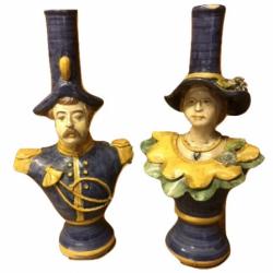 Bonechi Imports  Sicilian Alessi Ceramiche Gendarme e Signora Candlestick, Set of 2 gallery