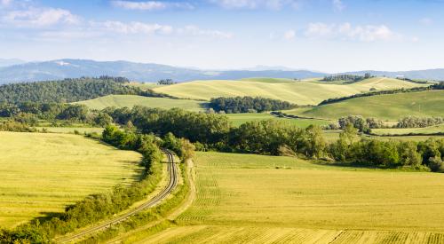 railway line in Tuscan countryside