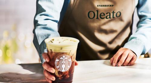 The Golden Foam Cold Brew, a beverage in Starbucks' new olive oil-infused Oleato line 