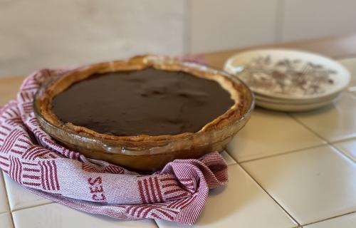 Honey Walnut Chocolate Glazed Pie