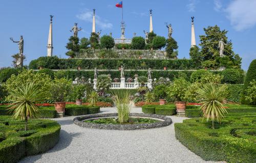 statue at the garden of Bella island on lake Maggiore in Italy