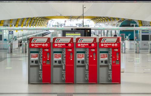 Train ticket machines at Fiumicino airport in Rome