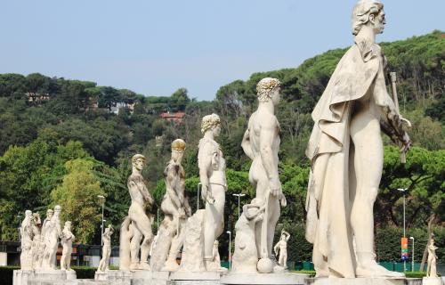 Statues in the Stadium of the Marbles, part of the Foro Italico sports complex