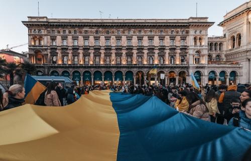 Russo-Ukrainian War protesters in Milan