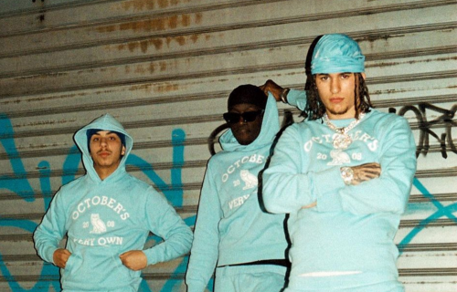 Italian rapper Rondodasosa (stage name of Mattia Barbieri) at far right with other drill artists / Photo: @rondodasosa via Instagram