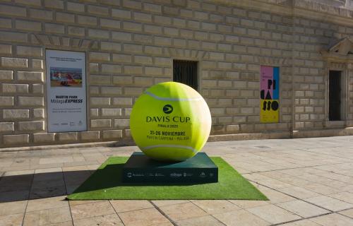Tennis-themed installation in Malaga, Spain