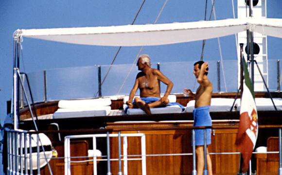 Gianni (L) and Edoardo Agnelli in St. Tropez in 1998