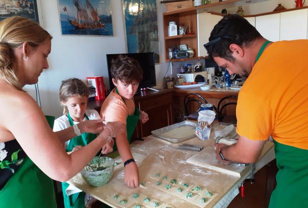 Family at work making Pansotti Family at work making Pansotti