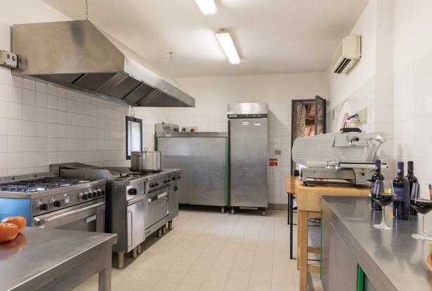 The industrial kitchen in the Tuscan villa