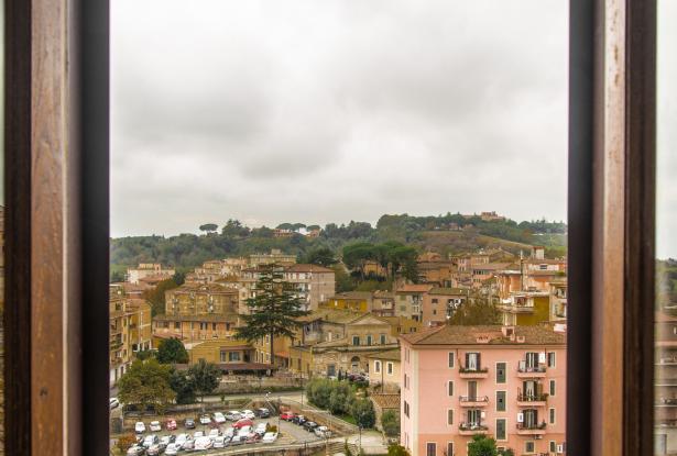 Panoramic view from bedroom Apartment restored in the medieval borgo of Bracciano on Lake Bracciano, Rome Province, Lazio 7