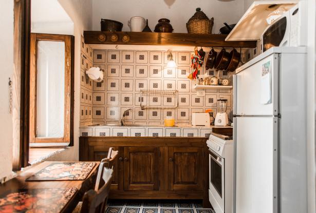 Sit in kitchen with panorama view from window Apartment restored in the medieval borgo of Bracciano