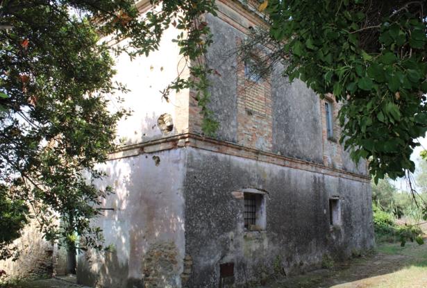 Detached, 1950s, brick 150sqm farmhouse, 4km to beach with 2 hectares of flat land with olives and vines, 2 outbuildings, no neighbours  5