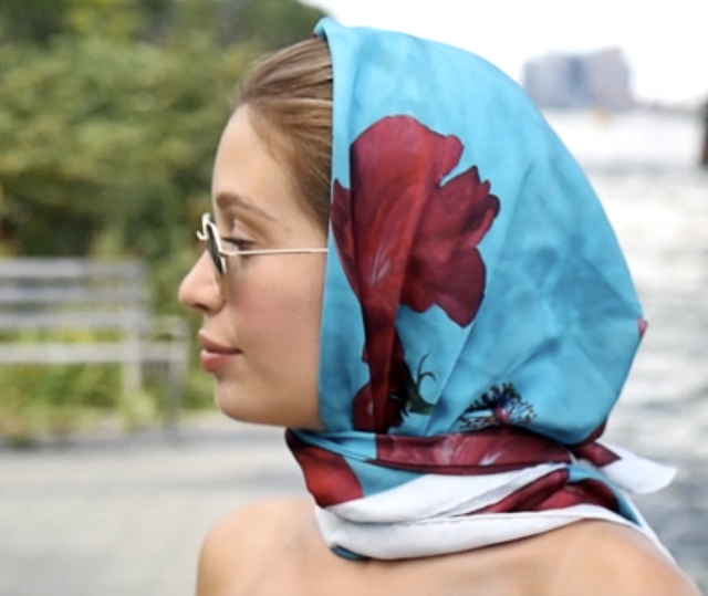 Italian American and inspiring opera singer, Sonia is looking gorgeous and a perfect head cover for the Summer.