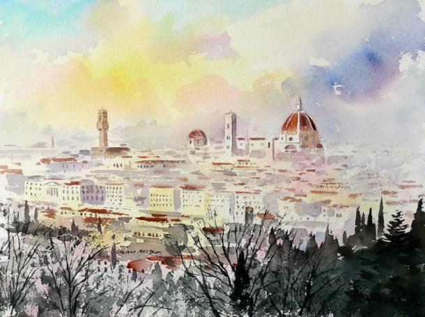 The church of San Miniato provides an excellent vantage point to view the Duomo in Florence.