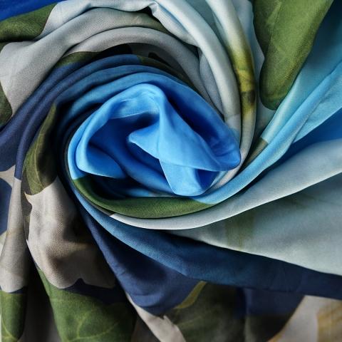 Moonflower scarf arranged in a swirl