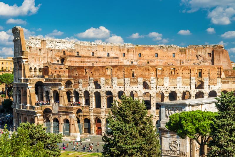 Up close view of the Colosseum in Rome