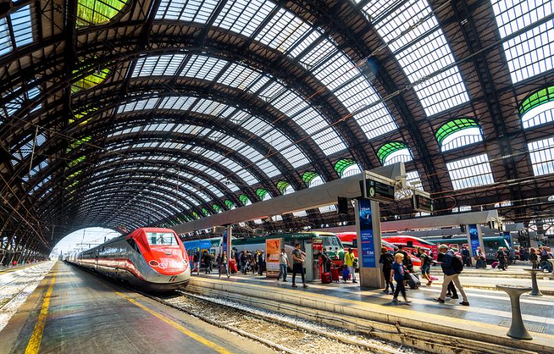 Train station in Milan Italy