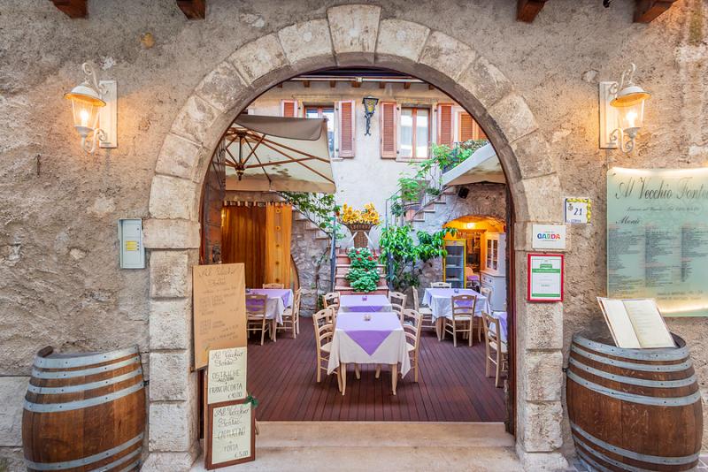 Restaurant in Italy Entrance of a restaurant in Italy