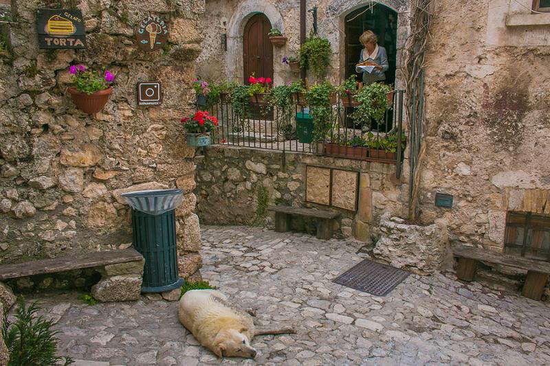 Picturesque street in Santo Stefano di Sessanio Abruzzo Italy