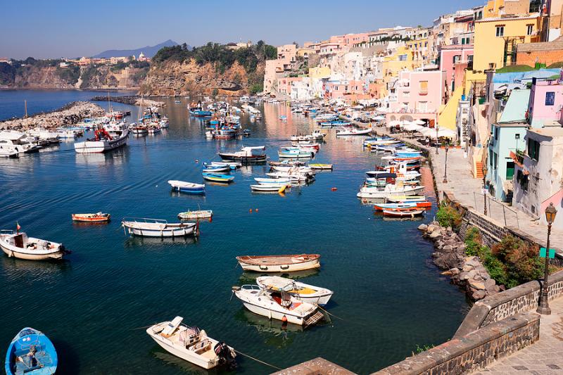 The harbor in Procida Italy