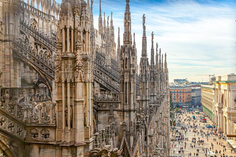 Spires and rooftop of Milan's Duomo