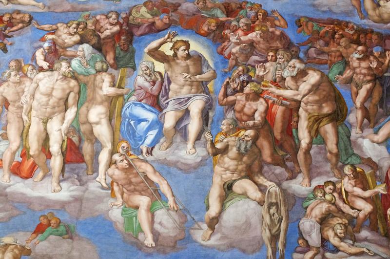 The Last Judgment by Michelangelo in the Sistine Chapel 