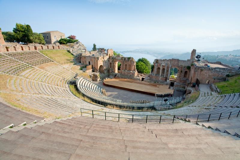 Antique open amphitheater Teatro Greco