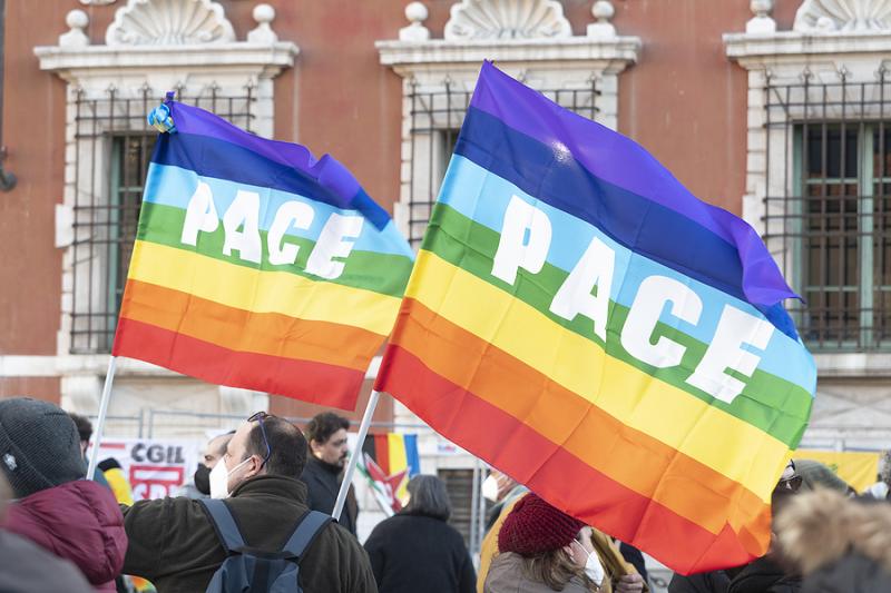 Peace flags in Italian city 