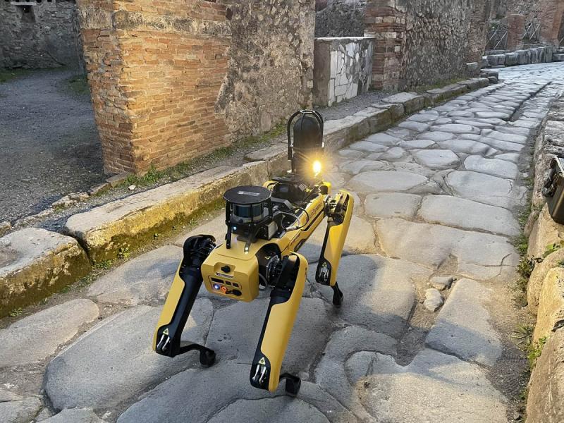 Spot robot dog in Pompeii 