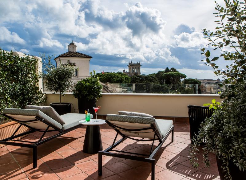 Prestige Suite terrace with view of Villa Borghese