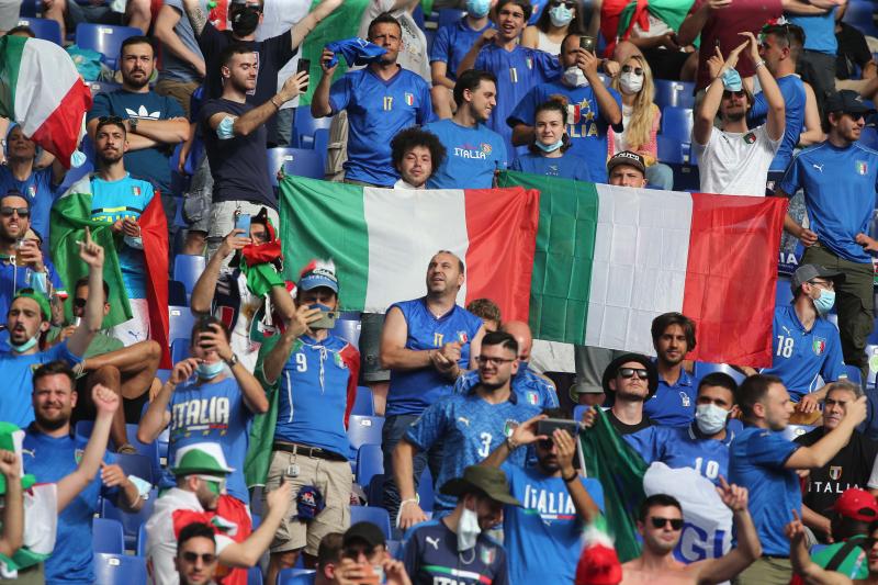 Italy's Azzurri fans in the stands