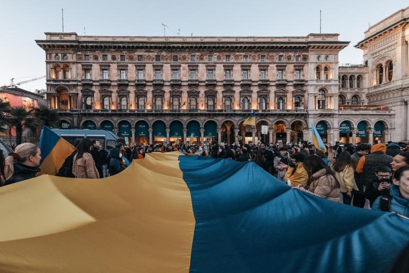 Russo-Ukrainian War protesters in Milan