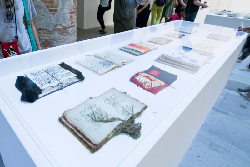 Maria Lai libri cuciti on display at the Biennale di Venezia 2017 / Photo: Kristina Kostova via Dreamstime