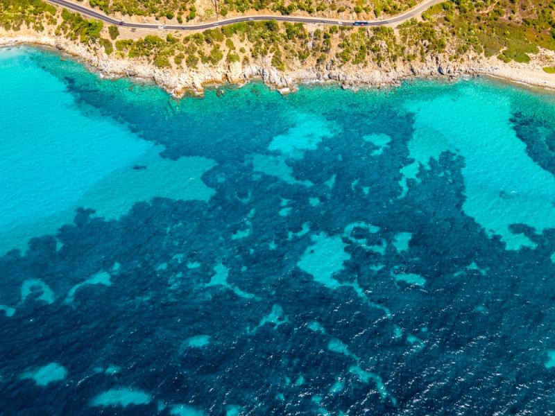 Aerial view of the coast of Sardinia
