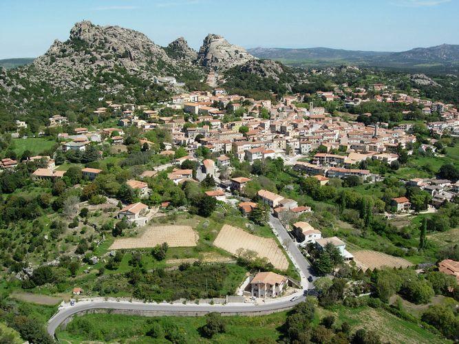 Panoramic view of the village of Aggius in Sardinia Italy