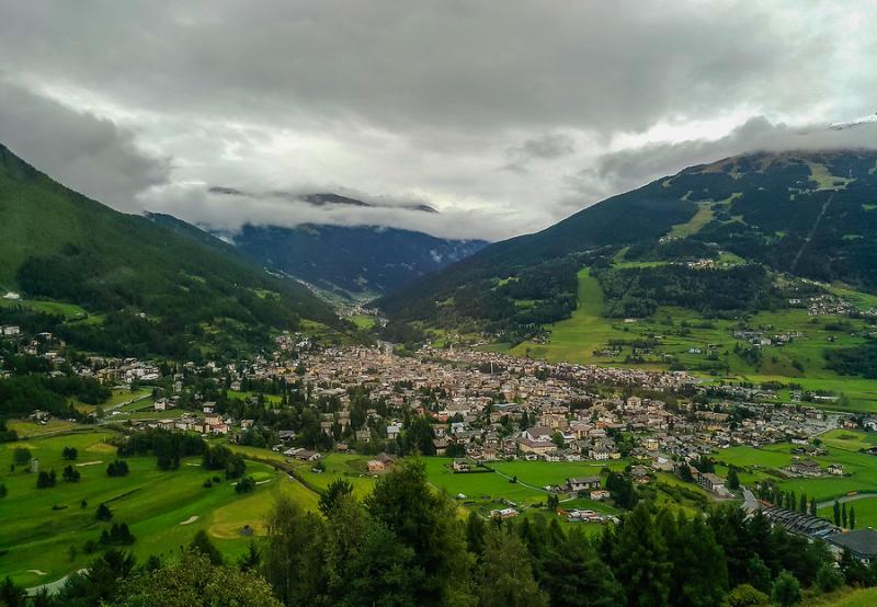 Aerial view of Bormio in Lombardy, Italy