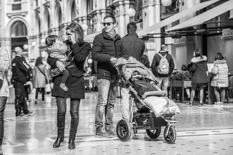 young family in italy