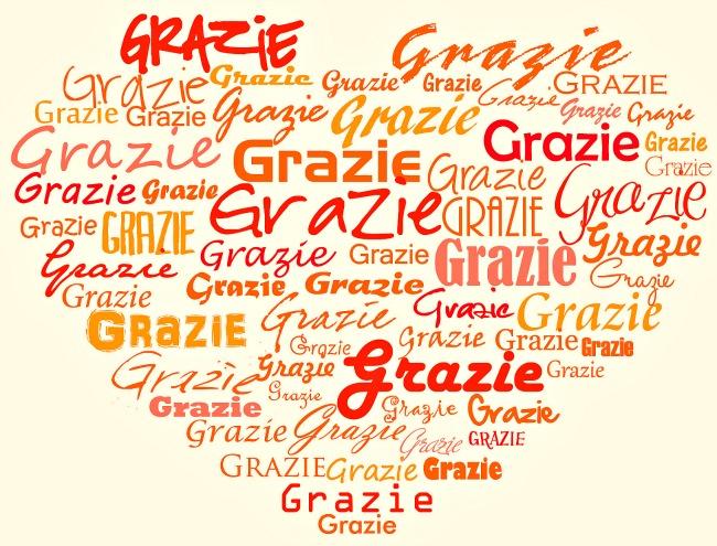 Heart with words "grazie"