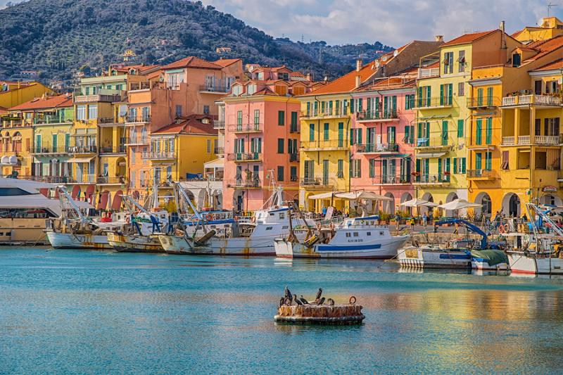 Oneglia village on the Italian Riviera in Liguria